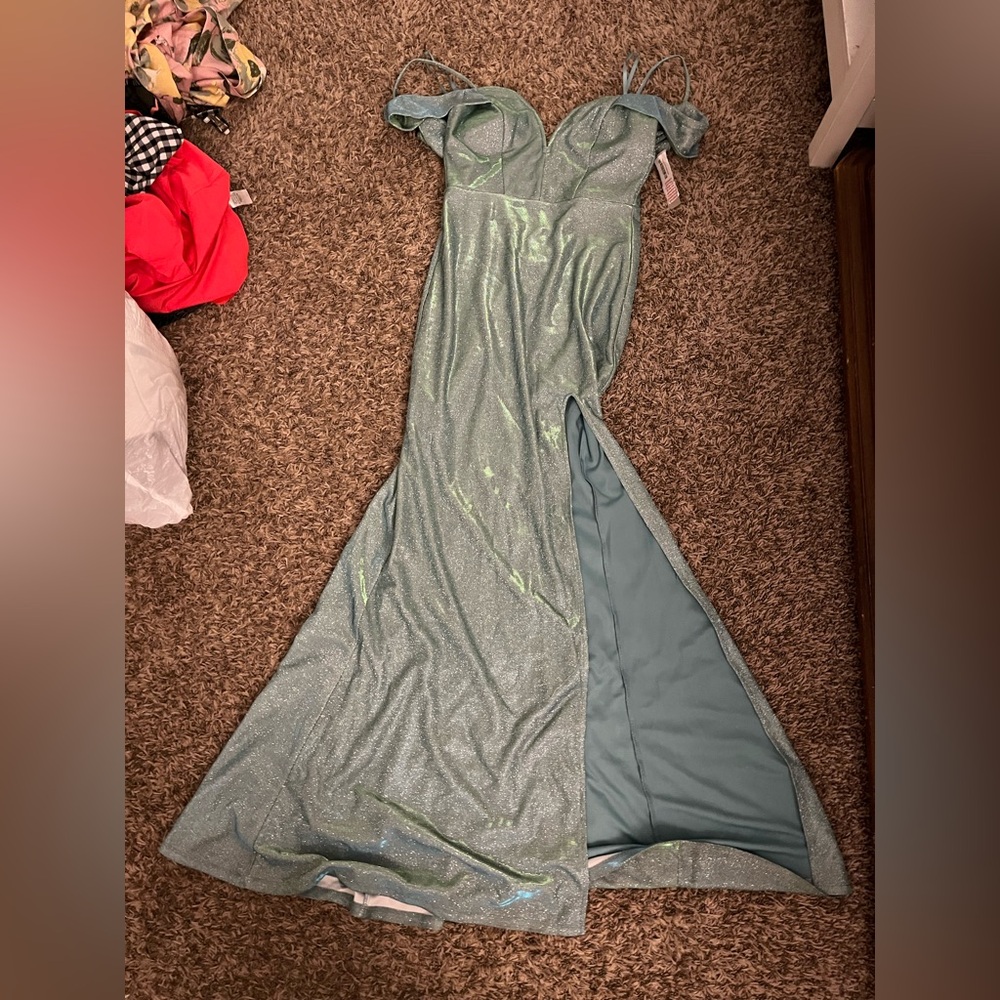 Shimmering Teal Maxi Dress